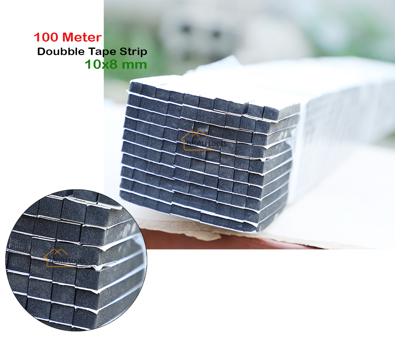 10 x 8mm Doubble Tape Strip 100 Meter